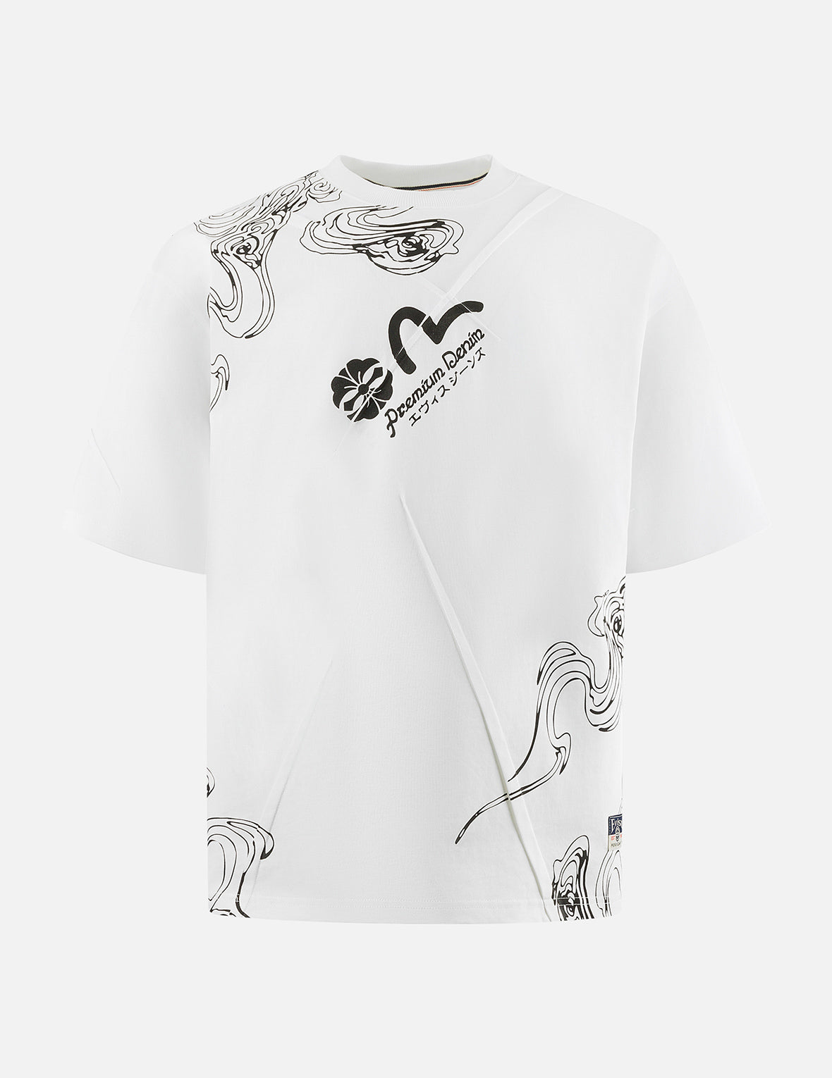 Auspicious Cloud and Logo Print Loose Fit T-Shirt